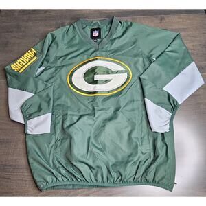 Green Bay Packers Jacket Mens Medium Green Pullover Windbreaker Side Zipper NWOT